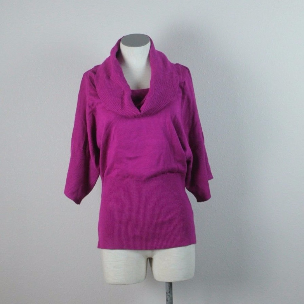 Cable & Gauge Magenta Cowl Neck Sweater Top Large