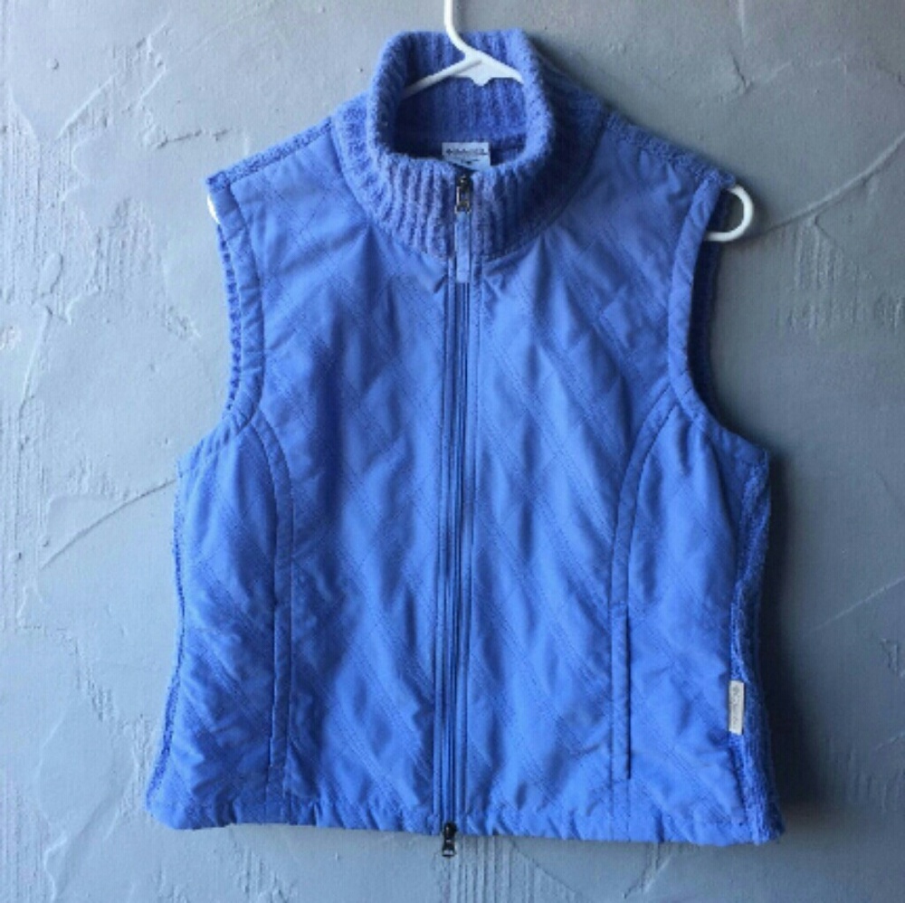 Womens blue columbia zip up vest large