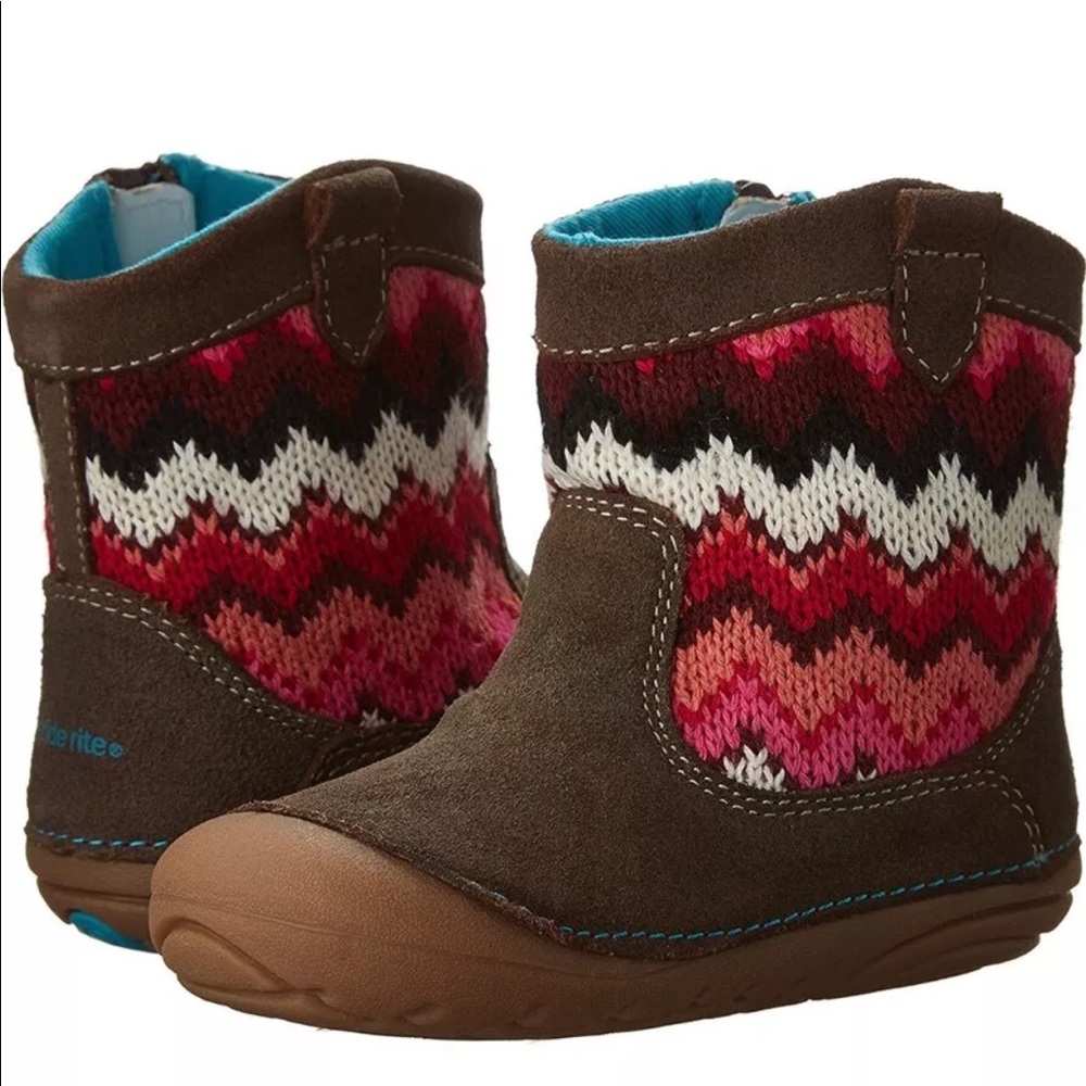 NWT Stride Rite Quinn Baby Boots Brown M or W - Picture 1 of 5