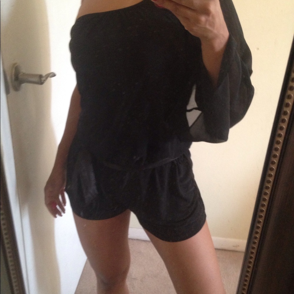 One shoulder romper black