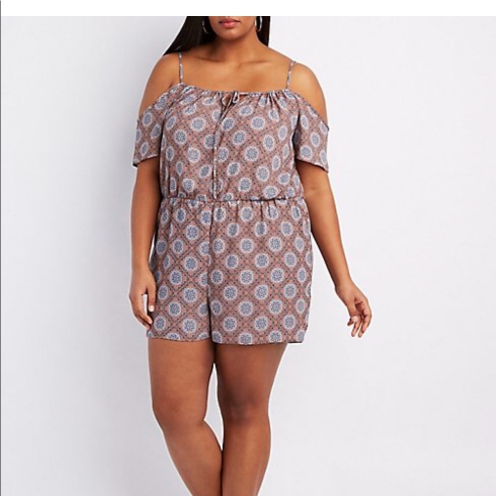 Printed Cold Shoulder Romper Never Worn NWT