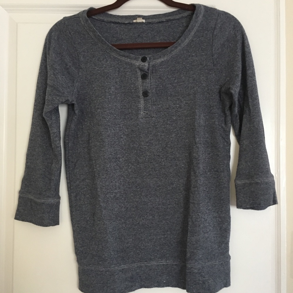 J Crew 3/4 length, navy pin stripped top.