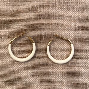Kate spade cream enamel & 12k gold plated hoops
