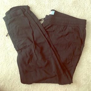 Drawstring linen blend ankle pants