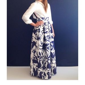 Otomi High Waisted Skirt Navy Blue & White