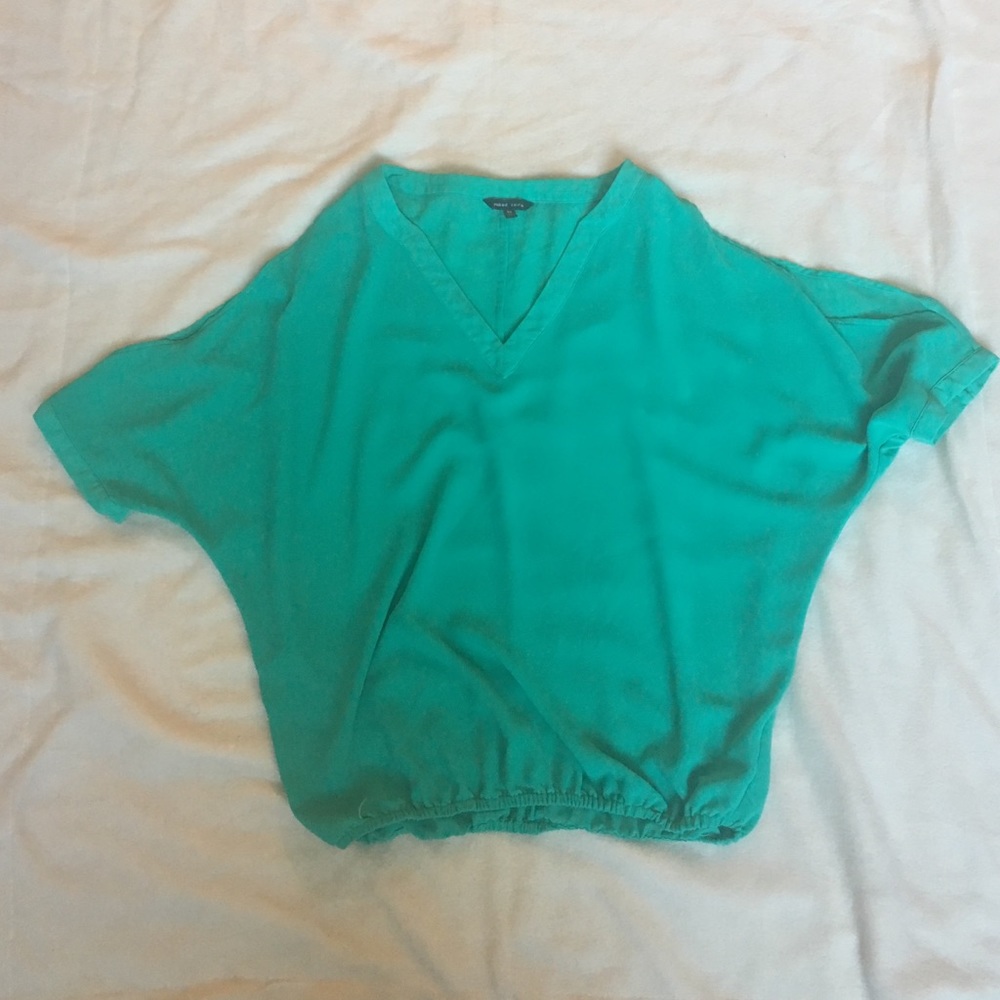 Turquoise Chiffon Batwing Top