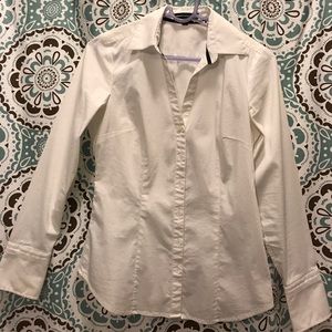 white basic collared button down express shirt