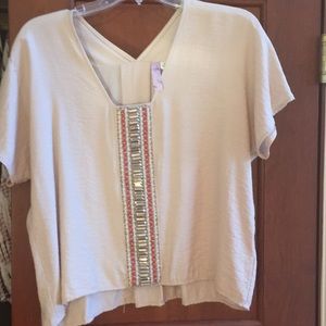 Beaded/jeweled short sleeve top