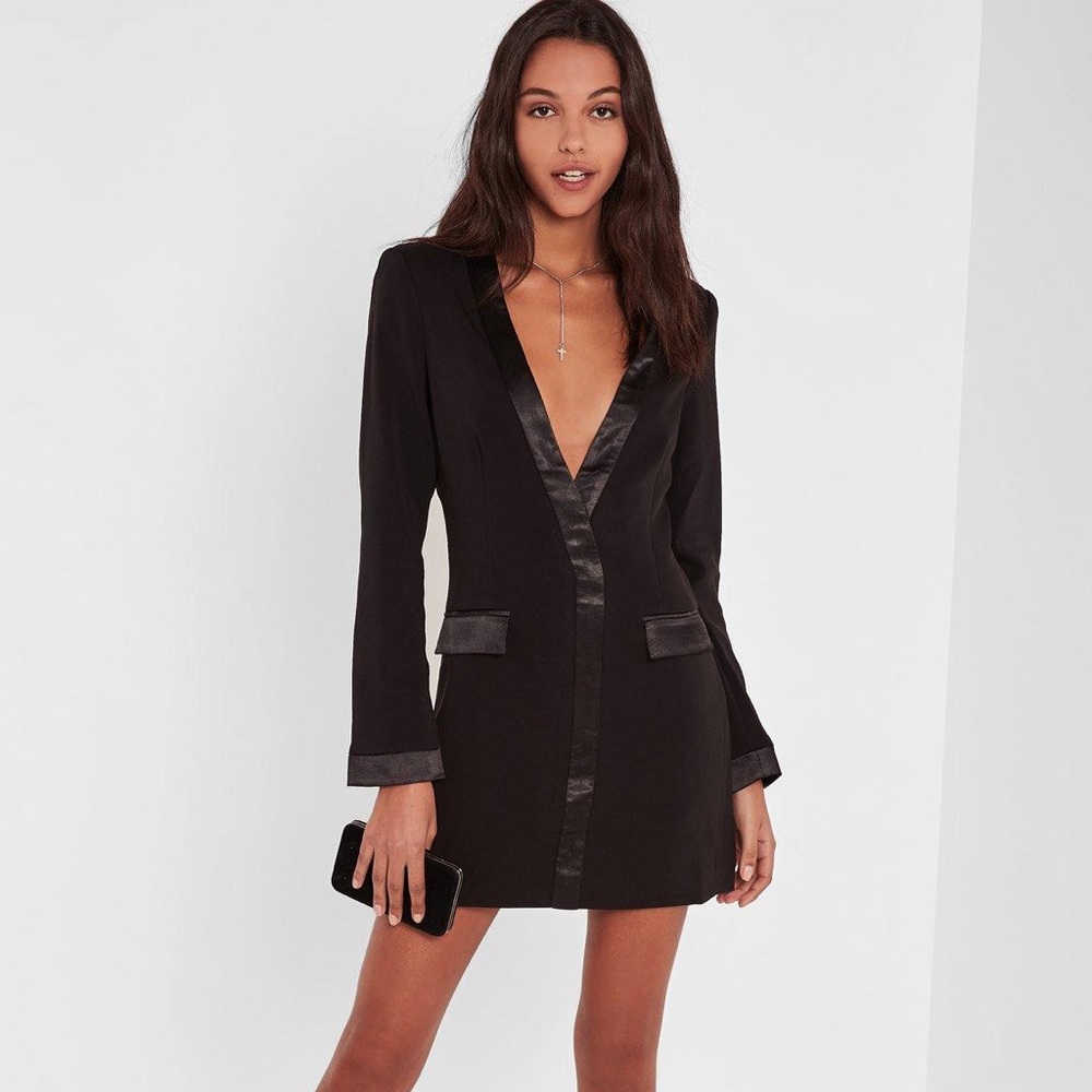 NWT! Missguided Satin Contrast Blazer Dress sz 12