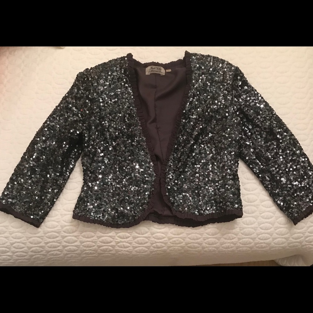Sequin Blue Grey Evening Jacket