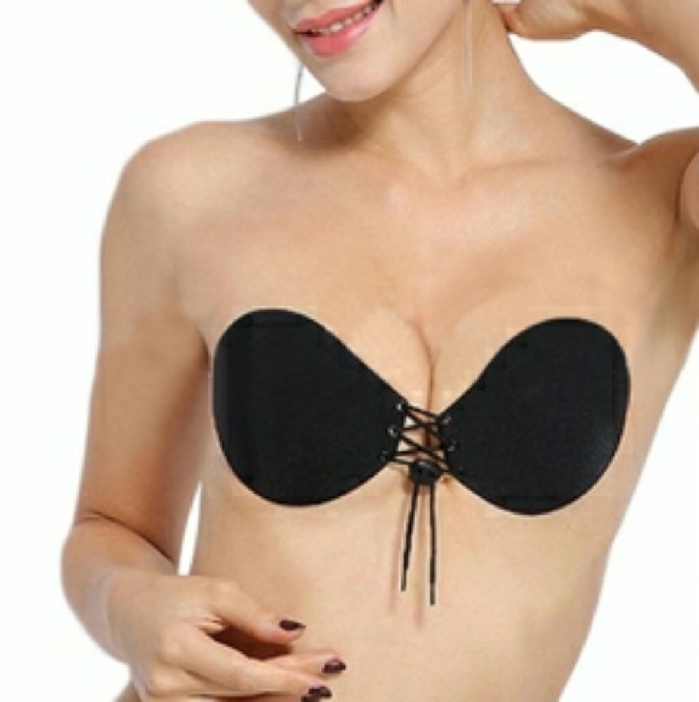 Strapless supportive Adhesive Bra Black