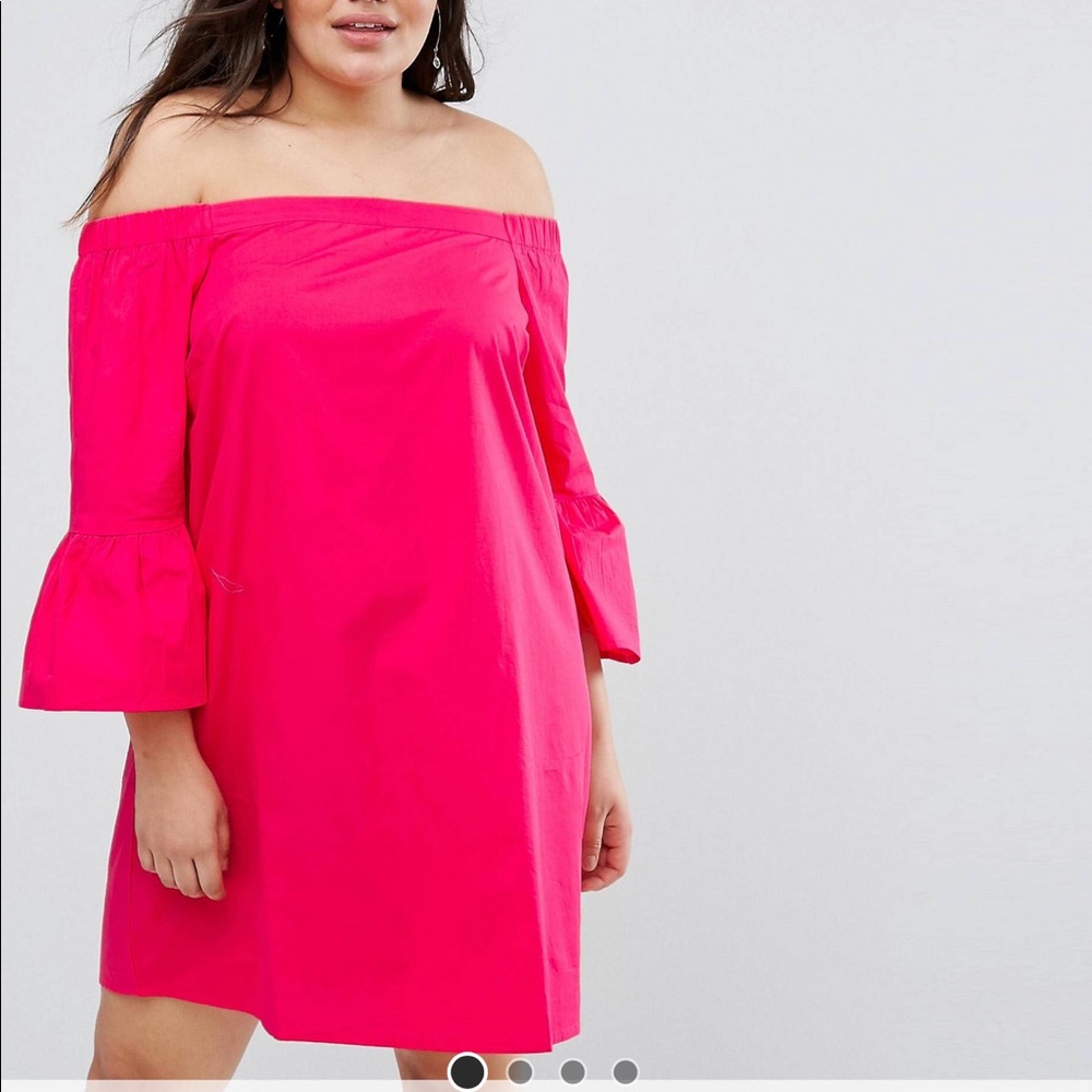 Curve Peplum Sleeve Bardot Dress
