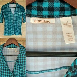 Teal and Black Button Down