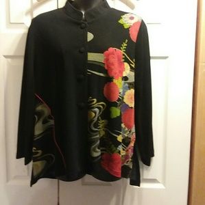 Button down classic Nehru w/ floral design