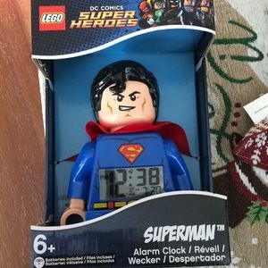 NEW IN PACKAGE LEGO SUPERMAN MOVEABLE ALARM CLOCK