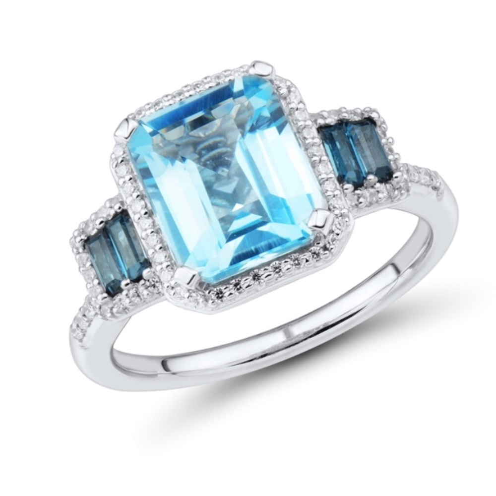 Genuine blue topaz ring in sterling silver