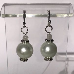 Earrings, Pearl Silver, Hand Crafted