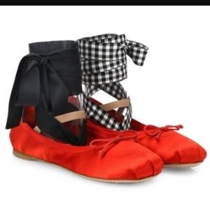 New with box, Miu Miu red satin ballet flats