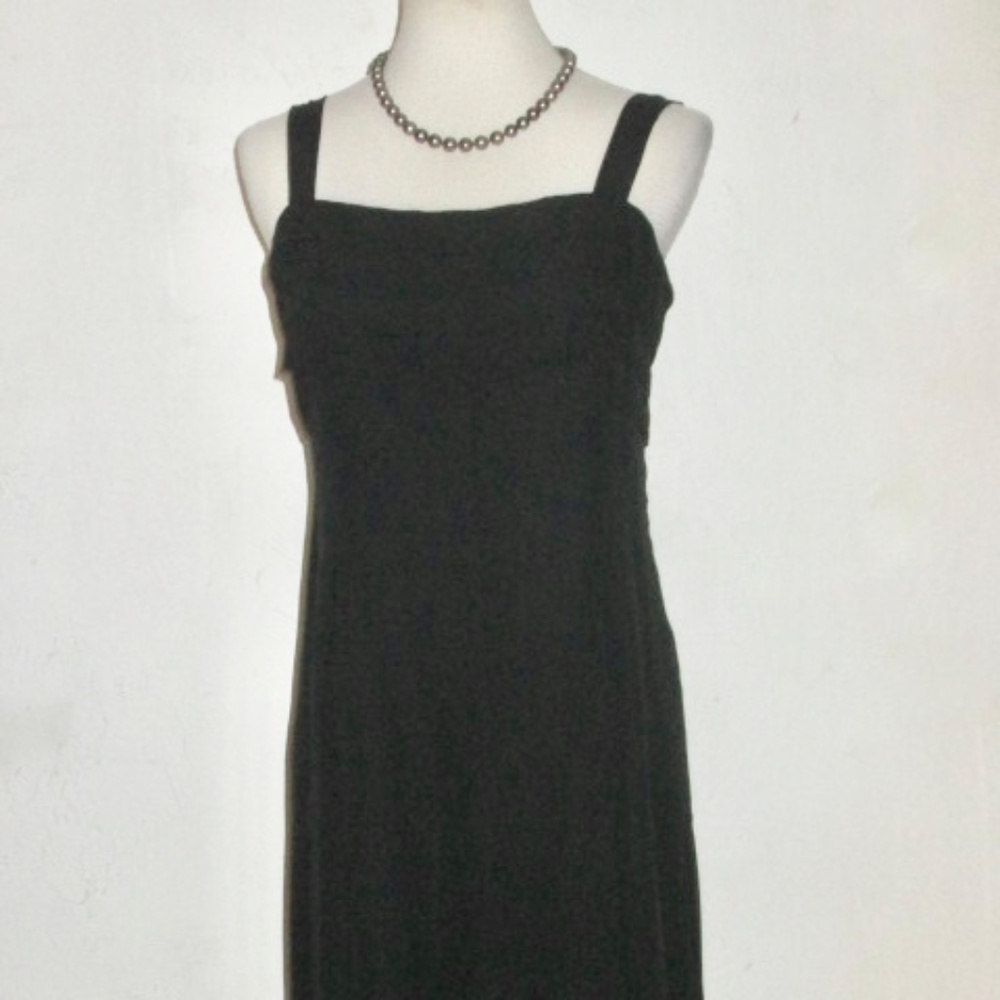 Chanel Blk Silk Pleated Bodice Dress LBD FR44 10 M