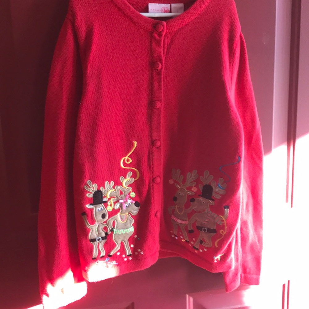 Red size large girls Christmas sweater