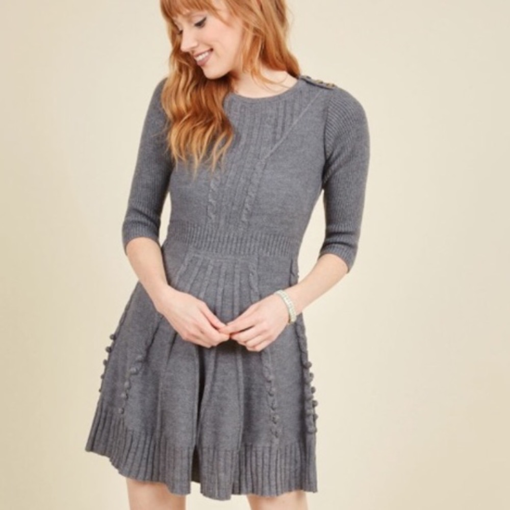 ModCloth Grey Warm Cider Sweater Dress M
