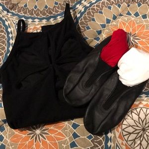 Leotard, jazz shoes, tights