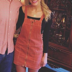 Corduroy front zip jumper dress