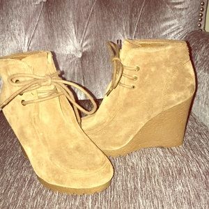 Michael Kors Suede Wedge Bootie - Camel