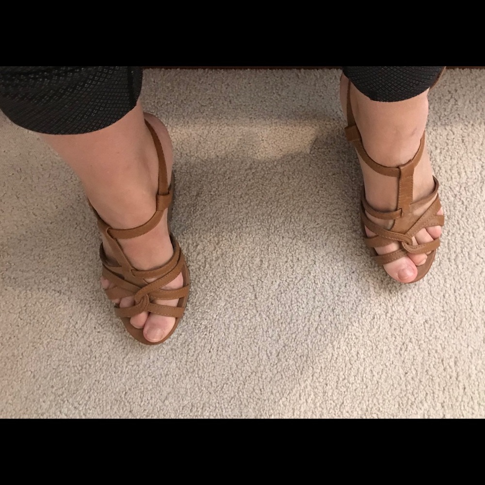 Brown chunky heel sandals