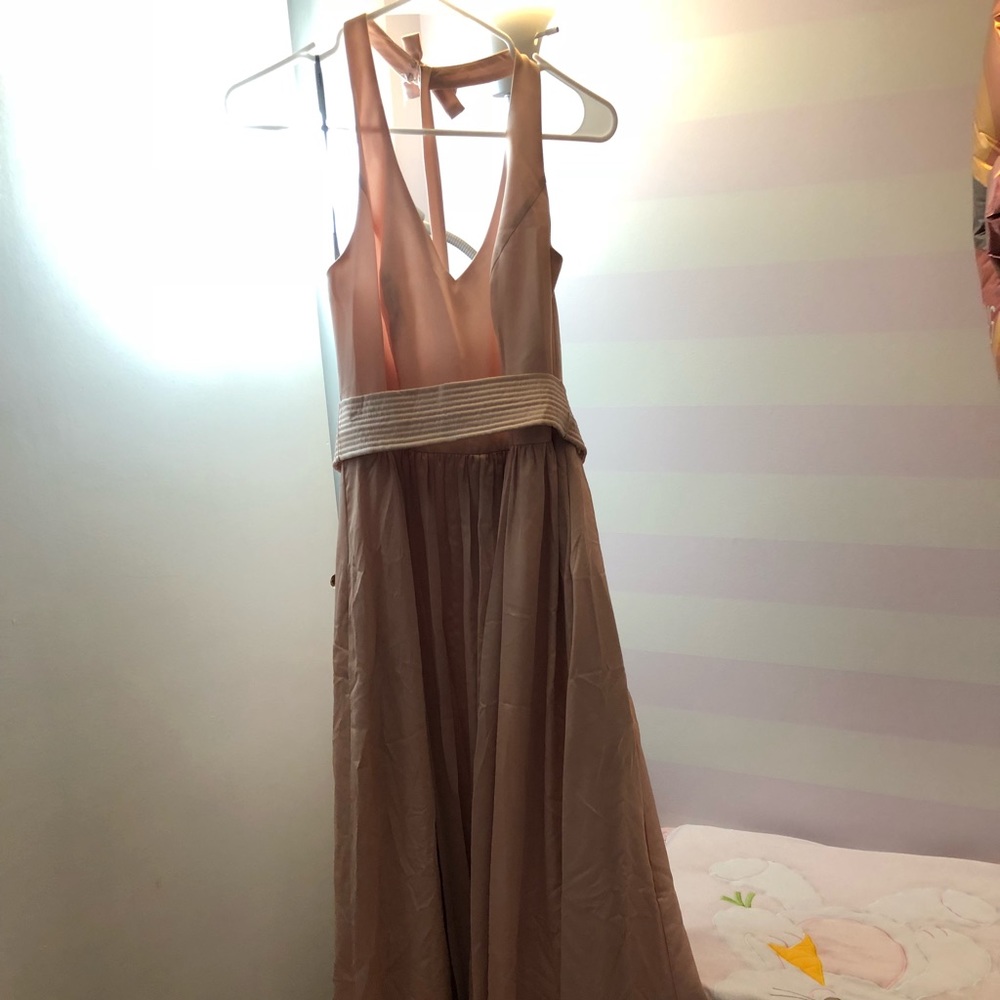 V Neck Halter Gown with Sash - Picture 1 of 1