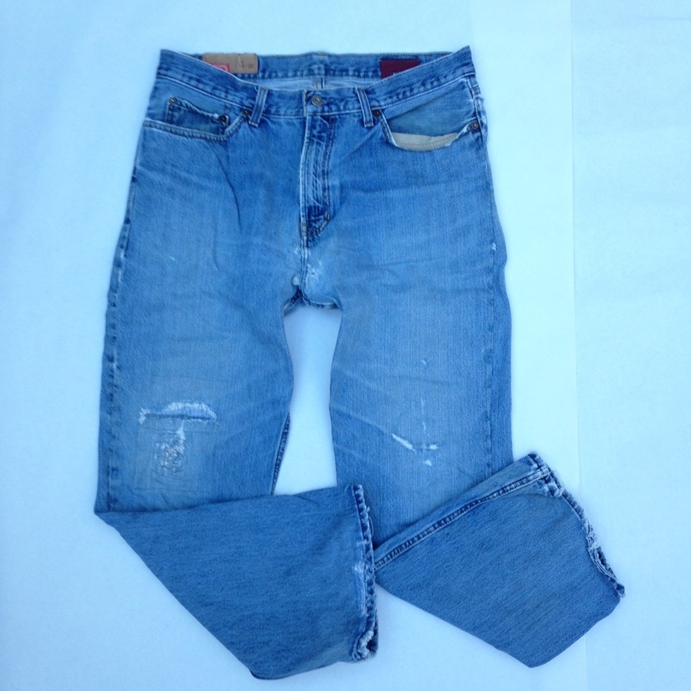 men's unique distressed/mended jeans 35/30