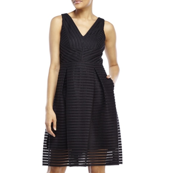 Ivanka Trump | Dresses | Ivanka Trump Black Eyelet Striped Fitflare