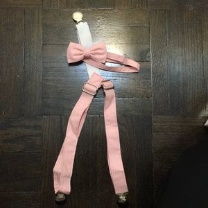 Pink baby bow tie and suspenders