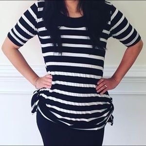 Lularoe XS Perfect T black and white stripes RARE