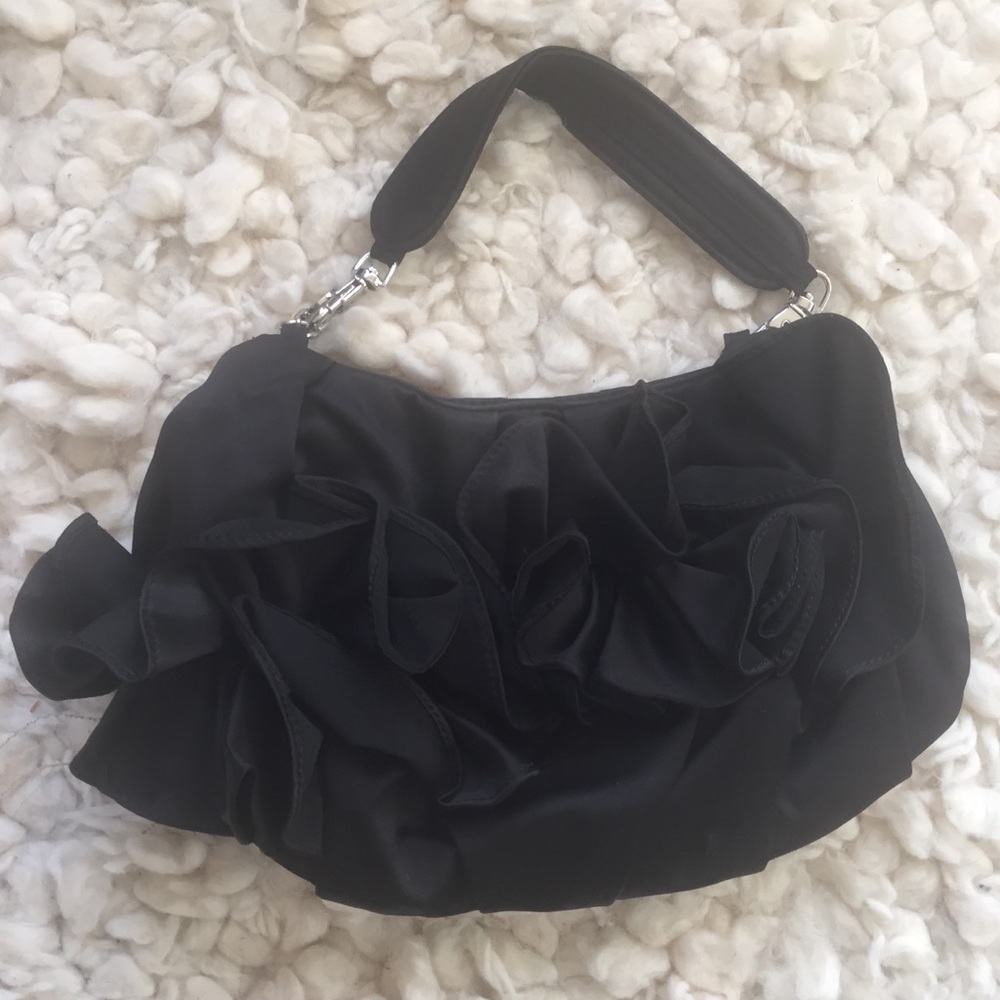 Karen Millen Black Satin Evening Bag