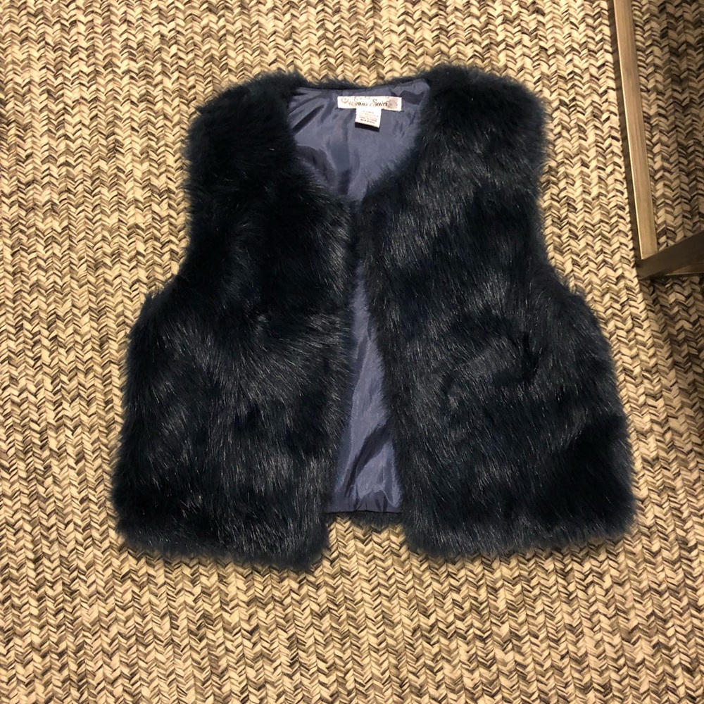Navy Fur Vest