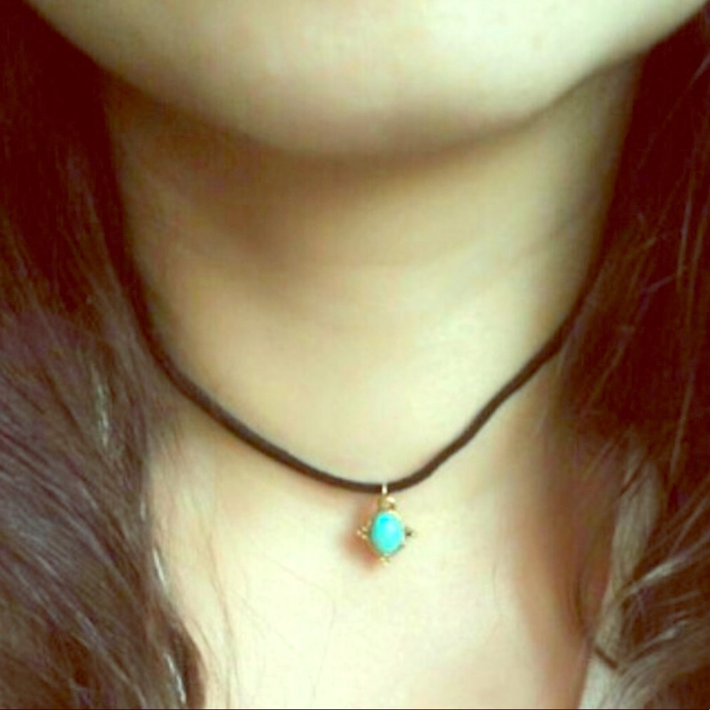 Fashion Leather Turquoise Stone Choker