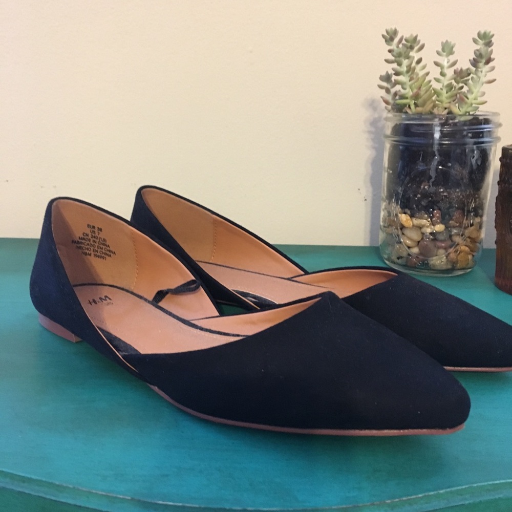 Black suede flats