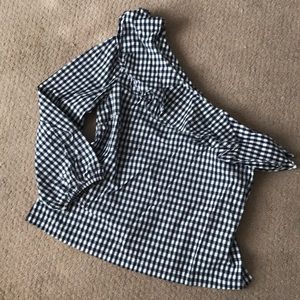 NWT Jcrew Gingham One shoulder Blouse!
