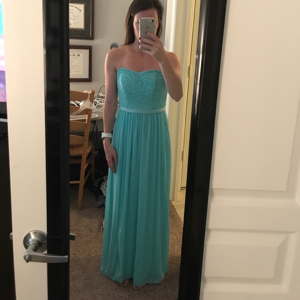 David’s bridal spa Long lace and mesh bridesmaid