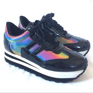 VINTAGE 90'S ZODIAC HOLOGRAPHIC PLATFORM SNEAKS
