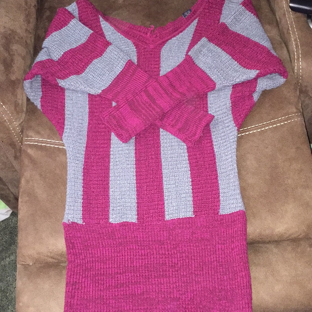 HEATHERGREY PINKISH-RED SWEATER DRESS KNEE LENGH!