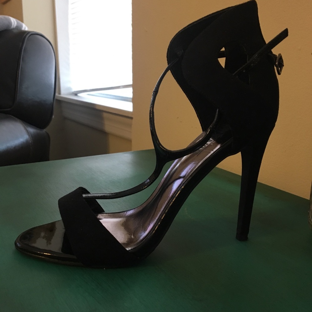 Black strapped high heels