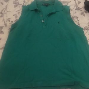Sleeveless green polo