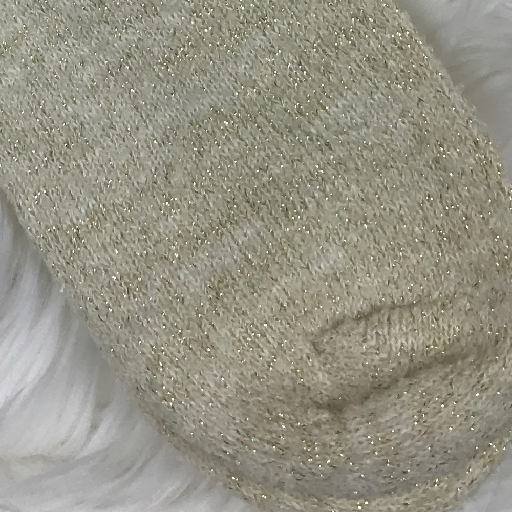 5️⃣ NWT Free People Ivory Gold Metallic Knit Socks - Picture 5 of 6