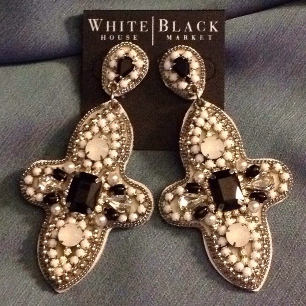 WH|BM drop post fabric back; blck wht crystal slvr