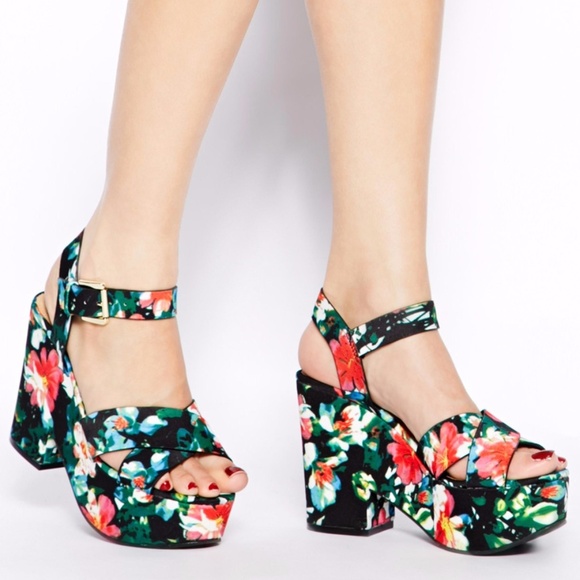 floral platform shoes