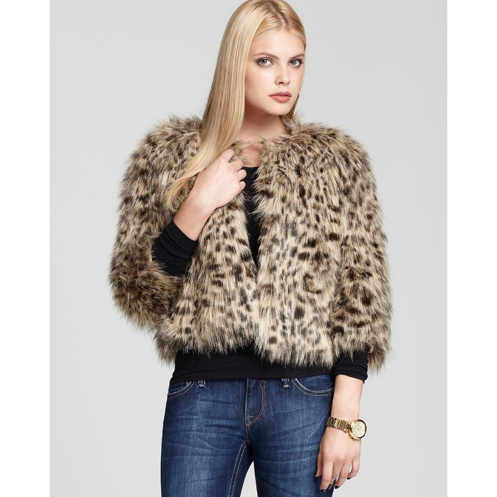 Michael Kors Leopard Animal print faux fur coat
