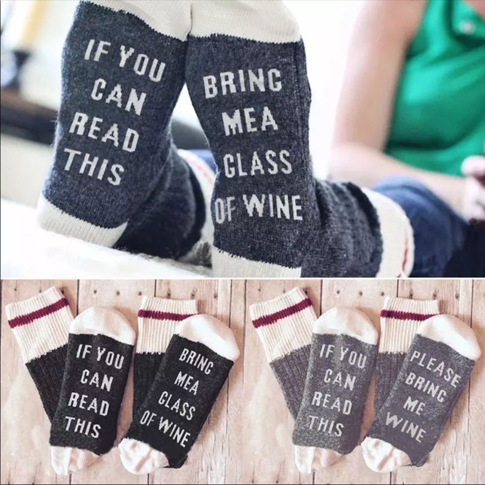 Fun socks - bring me wine