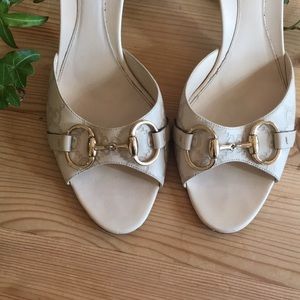 Gucci ivory leather mules